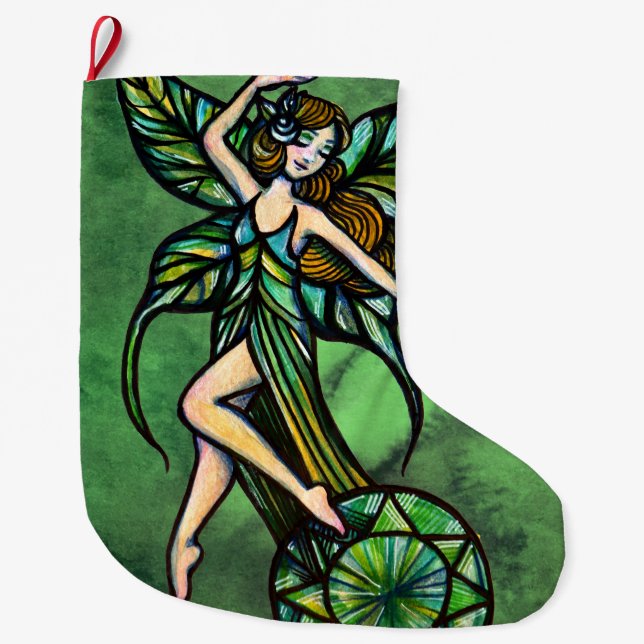 Calcetín Navideño Grande Hada esmeralda (Anverso)