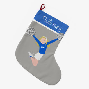 Calcetín Navideño Grande Hermandad rubia en blanco y azul