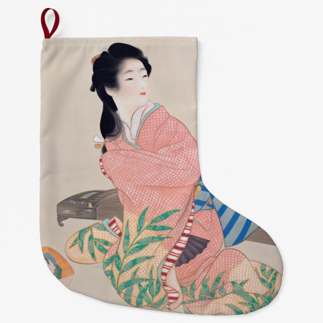 Calcetín Navideño Grande Hija Miyuki (bella dama japonesa) (asiática) (Anverso)