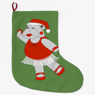 Calcetín Navideño Grande Hipopótamo Bailarina ilusima - Especial de Navidad