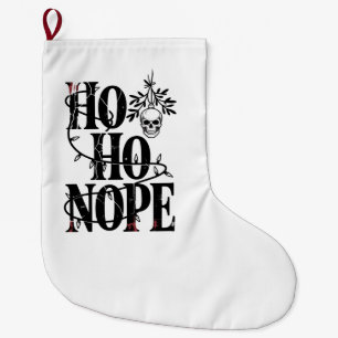 Calcetín Navideño Grande "Ho Ho Nope" Divertido Cráneo Gótico Espeluznante