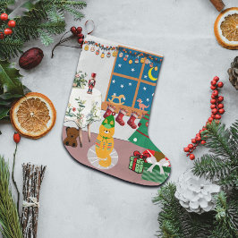 Calcetín Navideño Grande Hogar para el Ilustracion de vacaciones