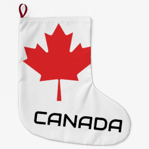 Calcetín Navideño Grande hoja roja de arce canadés