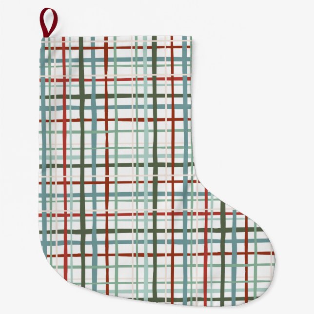 Calcetín Navideño Grande Holiday Gingham - Pacífica (Anverso)