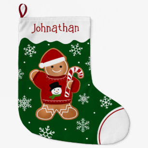 Calcetín Navideño Grande Hombre de Jengibre con Suéter
