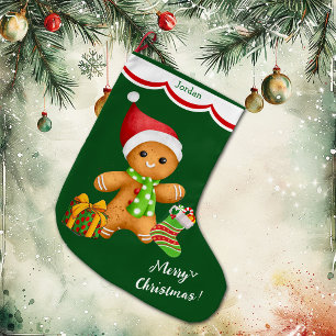 Calcetín Navideño Grande Hombre de jengibre Santa adorable