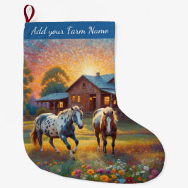 Calcetín Navideño Grande Horses on Farm