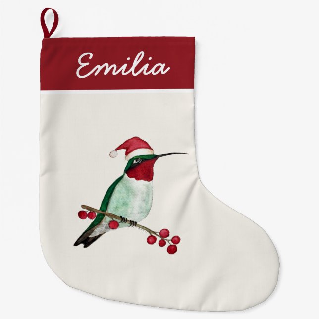 Calcetín Navideño Grande Hummingbird personalizado (Anverso)