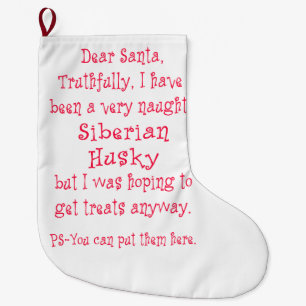 Calcetín Navideño Grande husky siberiano travieso