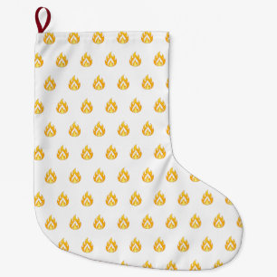 Calcetín Navideño Grande Icono de llama de fuego minimalista Gráfico estéti