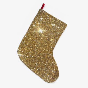 Calcetín Navideño Grande Impresión de Purpurina Gold de lujo