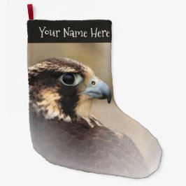 Calcetín Navideño Grande Impresionante perfil visto de un Halcón Peregrino