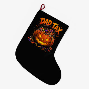 Calcetín Navideño Grande Impuesto de Papá Divertido Calabaza de Halloween