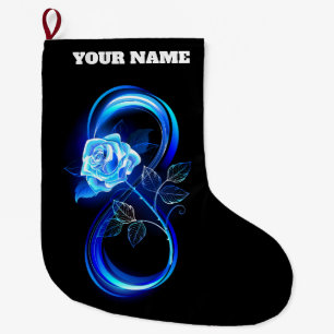 Calcetín Navideño Grande Infinito brillante con rosa azul