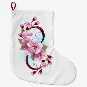 Calcetín Navideño Grande Infinito con las flores de flores de Sakura Blosso