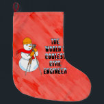 Calcetín Navideño Grande Ingeniero Civil más Coolest<br><div class="desc">Un gorra duro coronado por un muñeco de nieve de tránsito y el texto más genial de ingeniero civil del mundo es un humorístico diseño de regalos de ingeniería para estudiantes universitarios e ingenieros en cumpleaños,  graduaciones y vacaciones de invierno.</div>