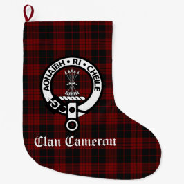 Calcetín Navideño Grande Insignia Escudo de Clan Cameron y Personalizable T