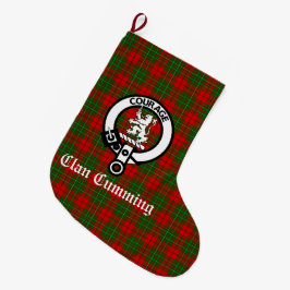 Calcetín Navideño Grande Insígnia y Tartán Personalizados del Clan Cumming