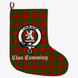 Calcetín Navideño Grande Insígnia y Tartán Personalizados del Clan Cumming