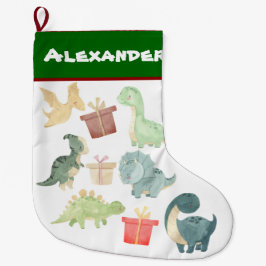 Calcetín Navideño Grande Intercambio de regalos para Navidades de dinosauri