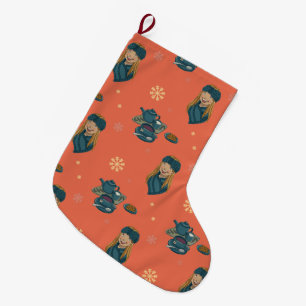 Calcetín Navideño Grande Invierno acogedor con té caliente y pastas