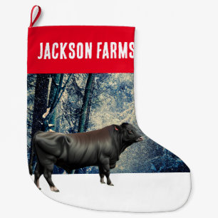 Calcetín Navideño Grande Invierno de Toro de Angus Negro