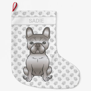 Calcetín Navideño Grande Isabella Bulldog Francés / Frenchie Perro Lindo &