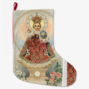 Calcetín Navideño Grande Jesús infantil de los rosas de Praga w