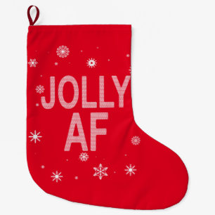 Calcetín Navideño Grande Jolly AF Funny Navidades feos estilo suéter