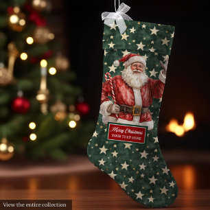 Calcetín Navideño Grande Jolly Santa Claus se paró a la personalidad en vin