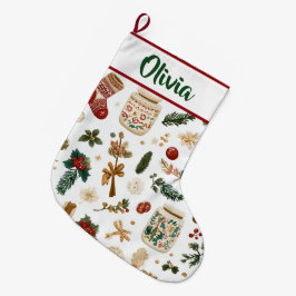 Calcetín Navideño Grande Joyful Holiday Pattern | Christmas Stocking
