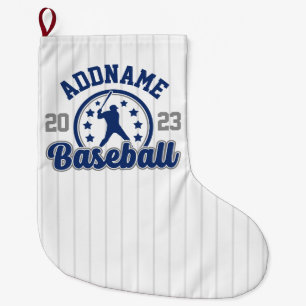 Calcetín Navideño Grande Juego de jugador de equipo de béisbol con nombre p