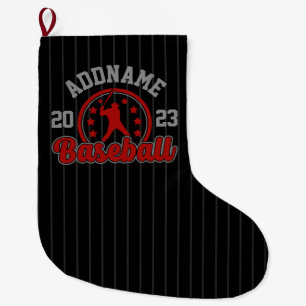 Calcetín Navideño Grande Juego de jugador de equipo de béisbol con nombre p