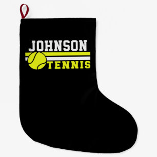 Calcetín Navideño Grande Jugador de tenis NOMBRE Ball Game Court Personaliz