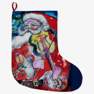CALCETÍN NAVIDEÑO GRANDE JUGADOR DEL VIOLÍN DE PAPÁ NOEL