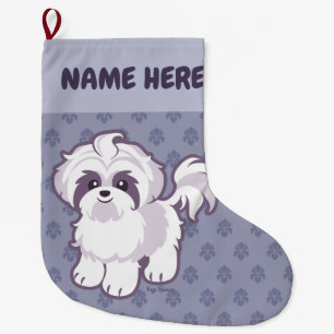 Calcetín Navideño Grande Kawaii Shih Tzu