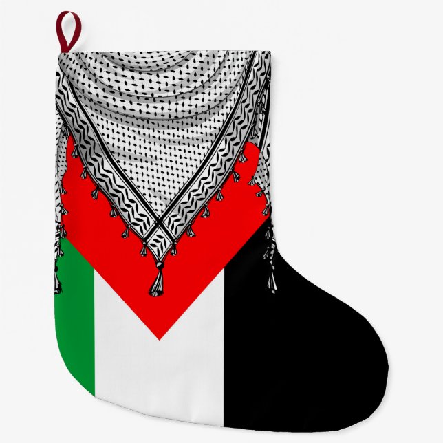 Calcetín Navideño Grande Keffiyeh palestino Scarf tejido tradicional (Anverso)