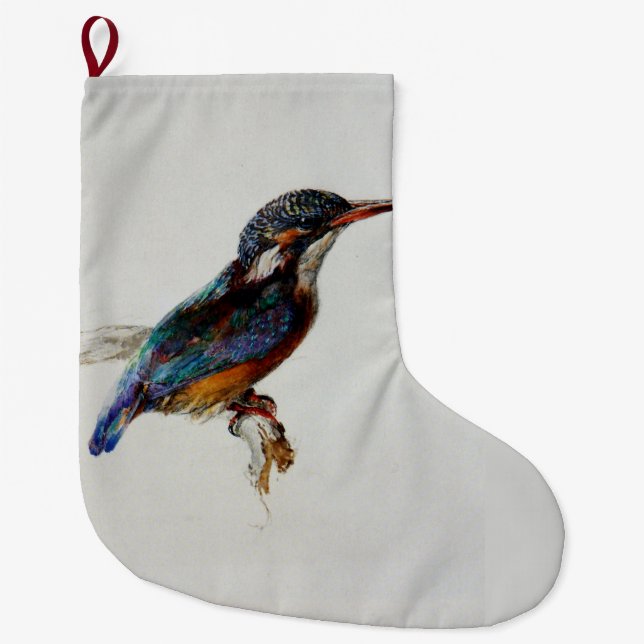 Calcetín Navideño Grande Kingfisher (por John Ruskin) (Anverso)