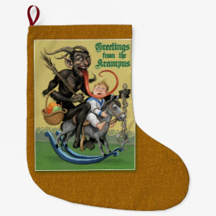 Calcetín Navideño Grande Krampus aleteando