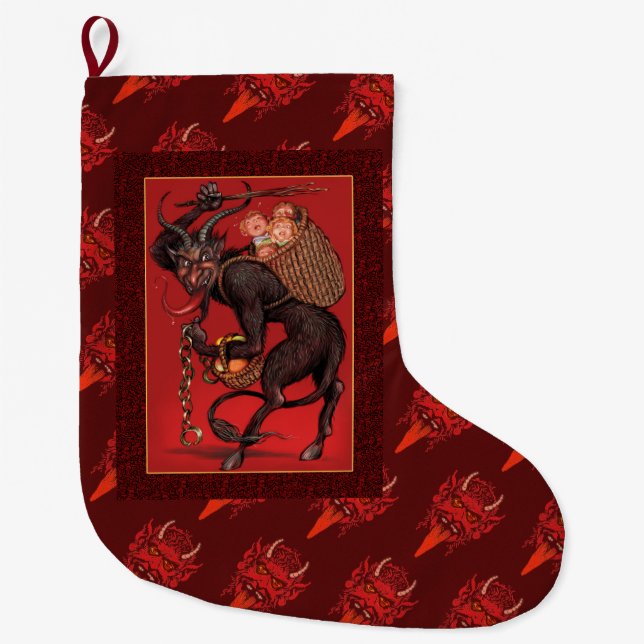 Calcetín Navideño Grande Krampus aleteando (Anverso)