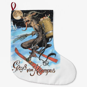 Calcetín Navideño Grande Krampus aleteando