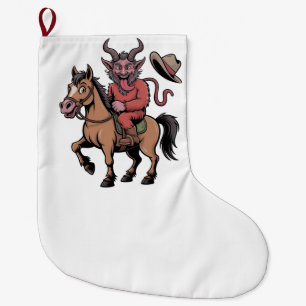 Calcetín Navideño Grande Krampus divertido de Navidad malvado Santa vaquero