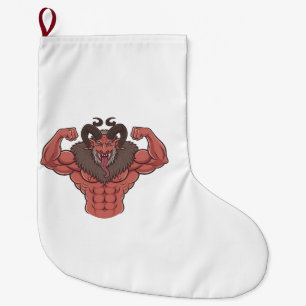 Calcetín Navideño Grande Krampus espeluznante de Navidad Flexionando múscul