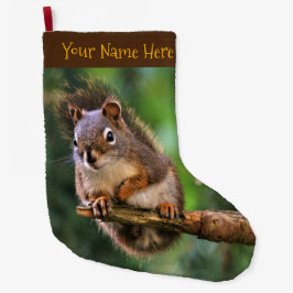 Calcetín Navideño Grande La ardilla roja Saucy en el filo