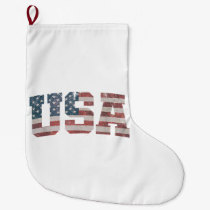 Calcetín Navideño Grande La bandera de los Estados Unidos Patriótica 4 de j