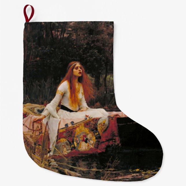 Calcetín Navideño Grande La dama de Shalott (Belleza medieval) (Anverso)