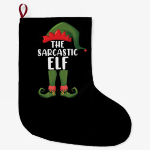 Calcetín Navideño Grande La familia de elfos sarcásticos grupo coincidente