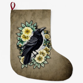 Calcetín Navideño Grande La gracia y la elegancia del cuervo.