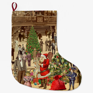 Calcetín Navideño Grande La larga lista de Papá Noel