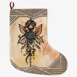 Calcetín Navideño Grande La melodía de la naturaleza, la danza del hada flo